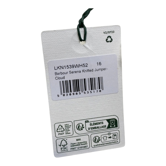 Barbour Womens Sweater Cloud White Size 12 Serena High Neck Jumper Pullover - Picture 11 of 16